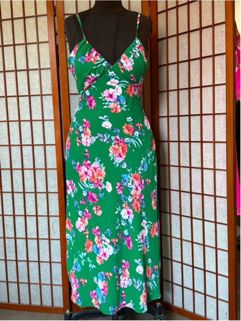 Women's GUESS Green Floral Midi Dress Plus Size 14